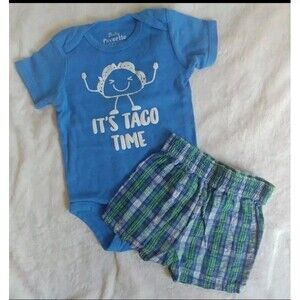 shirt and shorts 12 months Boys Baby Favorite taco short sleeve plaid set infant